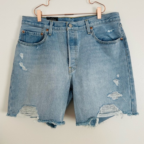 New Levi’s premium 501 90s Shorts denim high rise Jean Cutoff - Picture 4 of 7